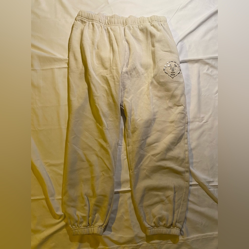 True Religion Mens Sweatpants Winter White Relaxed Budda Face Jogger